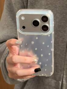 Premium Glitter Silver White Star Design Phone Case Compatible With Iphone 17 Pro Max, 17 New, 16 Pro, 14, 16 Full Coverage Anti-Drop Protective Cover, Unique & Stylish For Women - Silver - View 5