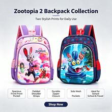 Disney Back To School Animal City Cartoon Print Backpack, Lightweight Large Capacity Casual Daily Use Bag, Multi-Pocket Padded Shoulder Strap Shoulder Bag, Suitable For Campus Travel Outdoor Use Storage Bag, Suitable For Daily Commute Use, Party Gift, Love From Mom - Multicolor - View 1