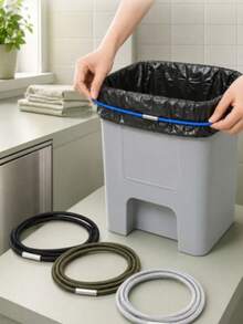 3pcs Random Color Trash Can Elastic Bands, Fits 13-30 Gallon Trash Cans, Elastic Rubber Bands For Trash Bag Fixing, Durable High Elasticity Trash Can Bag Fixing Rings - Multicolor - View 10