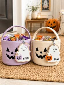 Custom Halloween Ghost Tag, Personalized Basket Wall Hanging Decor, Cute Spooky Name Sign, Customized Name Party Ornament, Customizable Holiday Gift For Halloween, Fall Room Decor, Halloween Decorations, Gifts For Family And Friends, Father, Mother - Style a - View 8