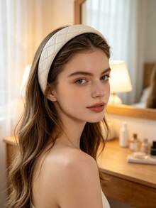 1PC/6PCSQuilted Faux Leather Wide Headband, Padded Non Slip Hair Hoop, Retro Elegant Daily Hair Accessory, Perfect For Makeup And Casual Wear - Multicolor - View 11