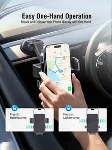 REMAX Strong Suction Car Phone Mount With Washable 3-Layer Gel Suction Cup, Anti-Shake Dashboard & Windshield Mount, Extendable Arm, One-Hand Release, 360° Rotation, Fits 4.0–7.2 Inch Phones & Thick Cases, Car Accessories, Car Essentials, Car Stuff - -tS08 - View 4