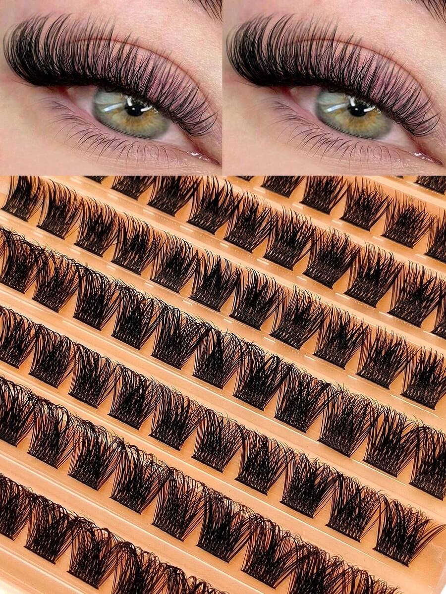 120pcs Reusable And Curlable Natural Eyelash Clusters, DIY Eyelash Extensions, Soft And Comfortable False Eyelashes. - D - View 1