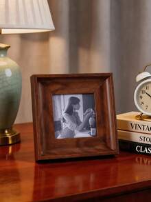 1pc Vintage Square Tabletop Photo Frame, Light Walnut / Dark Walnut Dual-Tone 3D Wood Grain Frame, Desktop & Wall Mount Dual-Use With Stand, Moisture-Proof & Scratch-Resistant Backboard, Couple Portrait Family Photo Display, Mid-Century Modern Home Housewarming Anniversary Decor Gift, Frame Only, Photo Not Included - Tabletop Photo Frame - View 11