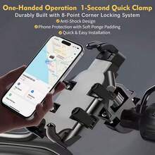 1 Buah Dudukan Ponsel Sepeda, Dudukan Ponsel Motor, Aksesoris Sepeda Motor, Anti Guncangan dan Ramah Kamera, Kompatibel dengan Semua Smartphone 4,7-7,2 Inci - Hitam - View 3