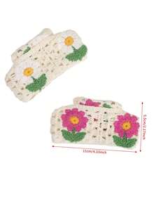 1pc Colorful Flower Knitted Hair Claw Clip, Soft Yarn Crochet Hair Claw For Half-Up Hairstyle, Spring/Summer Fresh Style Decorative Hair Accessory - Multicolor - View 2