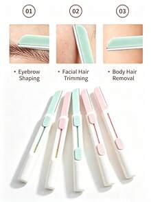 1pc Cylindrical Retractable Eyebrow Trimming Set, Micro-Precision , Makeup Tool, Retractable Eyebrow Trimmer, Cylindrical Design, Easy To Operate, Unisex, Can Precisely Trim And Shape Eyebrows. Professional Facial Micro-Crystal Exfoliating For Women, Sharp And Gentle Facial Trimmer; Multi-Functional Facial Exfoliating Razor, Can Remove Facial Fuzz, Fine Eyebrows, Lip Hair And Excess Body Hair; Suitable For All Skin Types; - Multicolor - View 3