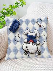 1PC Snoopy Square Cushion, With A Soft Pink Base Color, For Office Chair Backrest, Bedroom Soft Furnishings, Cute Cartoon Themed Throw Pillow. Does Not Include The Pillow Core. - Multiple Styles - View 5