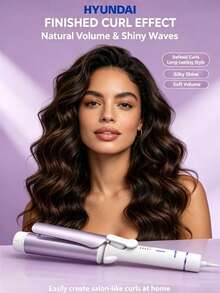 HYUNDAI 1.5 Inch Dual-Barrel Ceramic Curling Iron, 1.5 Inch Barrel Size For Soft Wavy Curls, Suitable For Medium To Long Hair - Mauve Purple - View 8