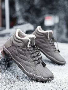 Men's Snow Boots, Autumn/Winter Warm, PU Upper With Comfortable Thermal Lining And Thick Padding, Suitable For Snow Season Travel - Grey - View 4