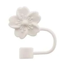 3pcs White Begonia Flower Straw Caps, Reusable Multi-Color Flower Shape, Cup & Straw Accessories, Dust-Proof & Daily Use - White - View 7
