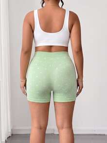 1 Peça Shorts de Cintura Alta com Poá Plus Size Feminino, Calcinha Camada com Cobertura Total, Roupa Íntima Casual Diária Feminina - Verde - Visão 5