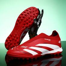 New Football Shoes Recommended For Match And Training, Low-Top, Studded, Durable, Anti-Slip, Grip, Adult Unisex - Red - View 1