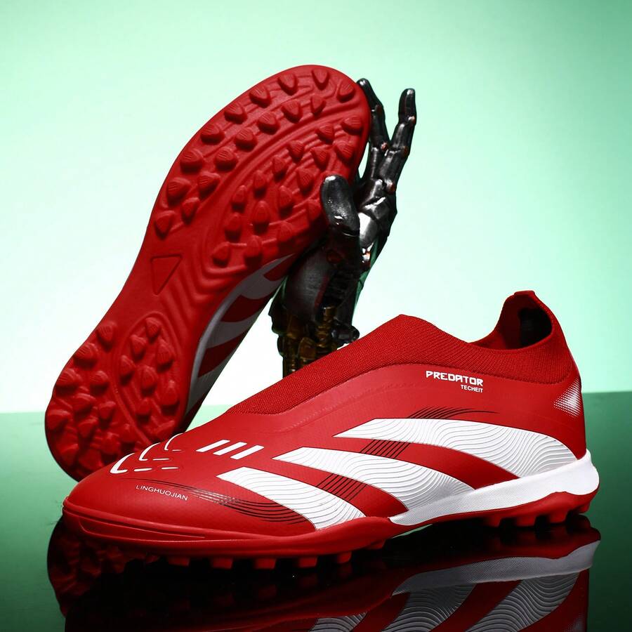 New Football Shoes Recommended For Match And Training, Low-Top, Studded, Durable, Anti-Slip, Grip, Adult Unisex - Red - View 1