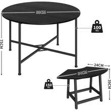 Comedor 4 Personas Mesa Redonda 80x80 Negra con Taburetes para Cocina| Juego de comedor compacto con mesa redonda y 4 taburetes, para cocinas pequeñas, departamentos y desayunadores. - Negro - Ver 2