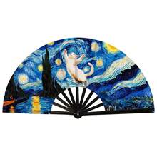 1pc Fairy Tale Fantasy Style Kung Fu Folding Fan, Stage Dance, Daily Outfit, Photography Prop First Choice, Each Fan Pattern Color Position Different, Randomly Sent - Multicolor - View 4