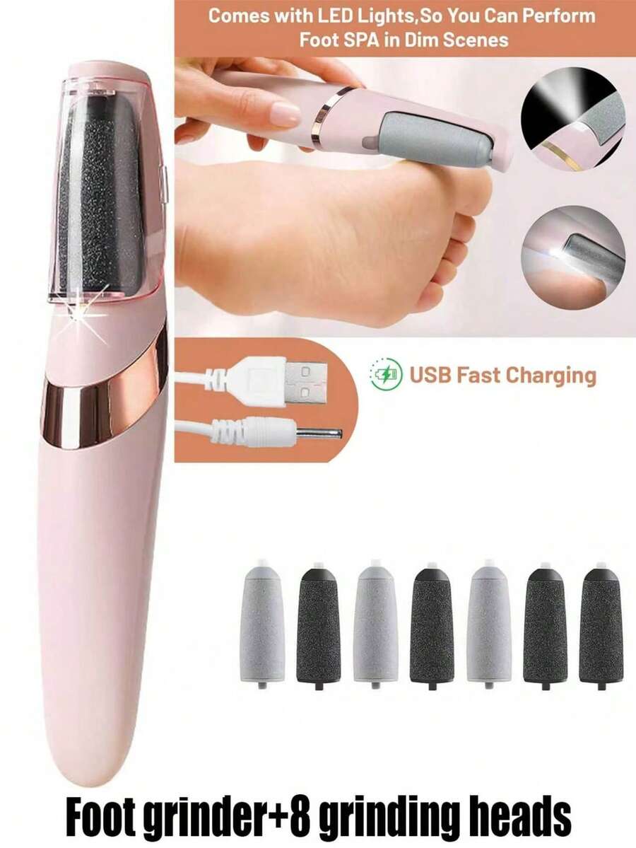 1 Set Alat Penghilang Kapalan Kaki Elektrik, Termasuk 8 Kepala Penggiling - Cocok untuk Alat Perawatan Kaki Elektrik