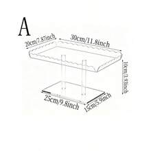 壓克力 3 層婚禮甜點桌展示套組，透明長方形壓克力杯子蛋糕展示架，波浪邊緣托盤，適用於生日派對甜點桌甜點展示 - 透明色 - 查看 11