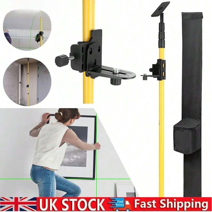 High Hardness Wear Resistant Telescopic Support Rod 1.04–4 Metre Adjustable Lifting Bracket, 5/8 Inch Laser Level Fitting Interface, Not Prone To Fracture – For Ceiling Works, Wall Plastering, Window/Door Installation, And Stair Setting Out - A - View 1