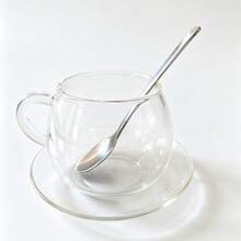 Cross-Border Coffee Cup Glass Tea Cup Heat-Resistant Glass Cup Transparent Household Milk Handle Tea Water Separation Water Cup Thickened - Transparent - View 7