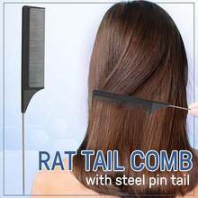 1/2pcs Metal Pointed Tail Comb, Plastic Fine Tooth Hair Parting Comb, Stainless Steel Rat Tail Comb, Suitable For Braiding, Dyeing And Styling, Autumn Style, Home Decor And Accessories, Autumn Bathroom Decor, Autumn Decoration, Kitchen Gadgets, Home - Multicolor - View 8