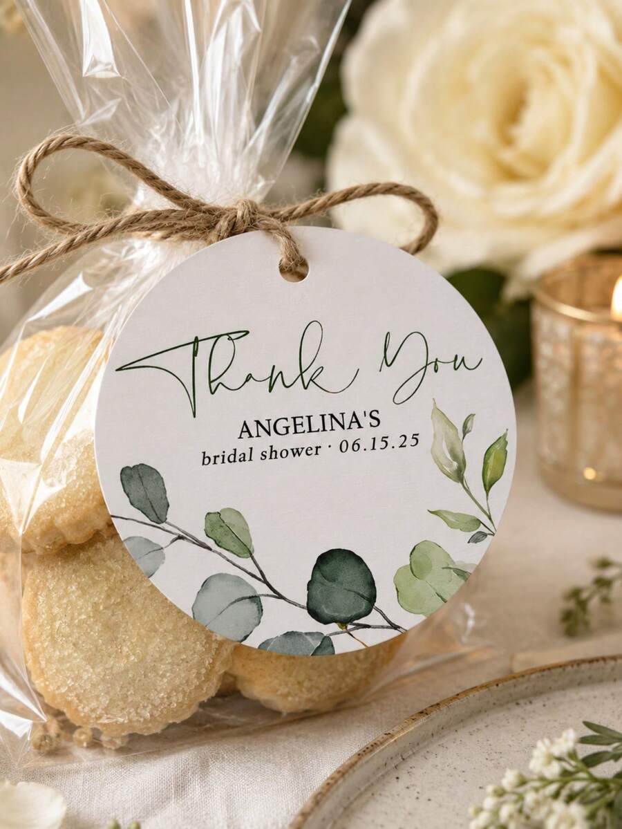 Pegatinas redondas de agradecimiento personalizadas, etiquetas personalizadas para despedida de soltera, etiquetas de recuerdos de boda con follaje, decoración personalizable de texto y fecha, regalos de cumpleaños, regalos conmemorativos personalizados, adecuados para bodas, Día de la Madre, Día del Padre, graduación, cumpleaños y otras ocasiones; productos personalizables, decoración de dormitorio, regalos personalizados, fotos/imágenes; adecuados para mejores amigos, familia, novio, novia o seres queridos - Multicolor - Ver 1