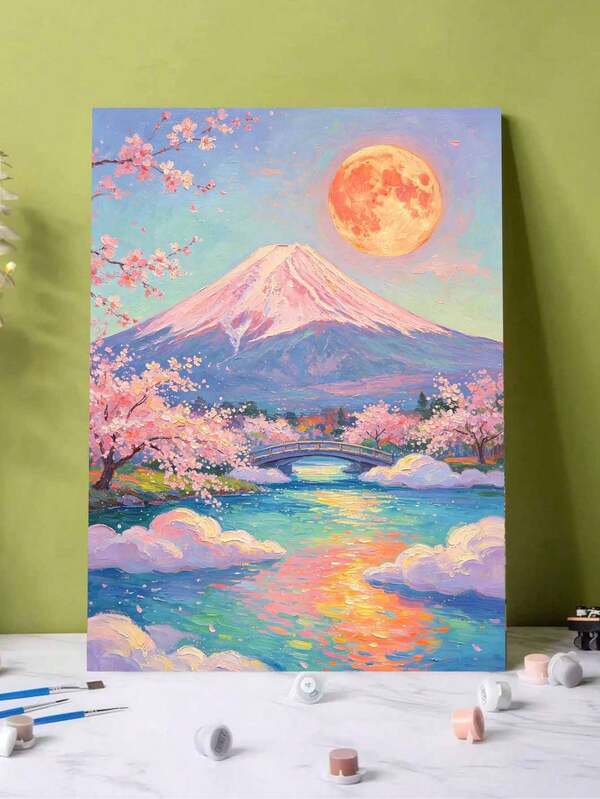 1Pc Digital Oil Painting By Numbers, Beautiful Landscape, Handmade Canvas Art Suitable For Adult Beginners, DIY Frameless Digital Oil Painting, Home Wall Decoration Gifts.