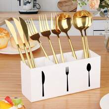 Kitchen Utensil Holder,Cutlery Organizer Containers,Black Cooking Utensil Storage Box For Countertop,Plastic Organizer With 3 Compartments,For Spoons ForksTool Storage,Kitchen Decor And Accessories - View 1