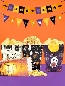 10/20/50Pcs Halloween Party Popcorn Boxes, Ghost Pumpkin Skull Bat Pattern Snack Containers, Disposable Candy Treat Boxes For Halloween Celebration, Trick Or Treat, Movie Night Party Decorations And Event Supplies - View 3