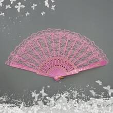 1pc D EXCEED Vintage Black Hand Fan Retro Handheld Folding Lace Fans For Women Foldable Halloween Cosplay Costume Dancing Show Tea Party - Black - View 10