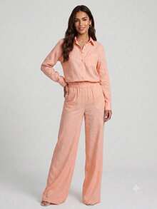 Women Two-Piece Outfits - 珊瑚橙 - 查看 5