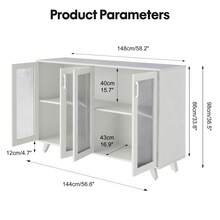 Kitchen Buffet Server Table Accent Sideboard Cupboard Server Buffet Console Table With Doors Cabinet 49inch, Black White - SDBD02BKBG020002 - View 9