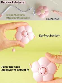 1pc Round Floral Soft Tape Measure, Automatic Retractable, With A Lanyard And Button, Double-Sided Markings, Portable Emergency Solution, Suitable For Sewing And Body Measurements: Waist, Chest, Fabric, DIY Crafts, Travel, Back-To-School Season. - Multiple Styles - View 2