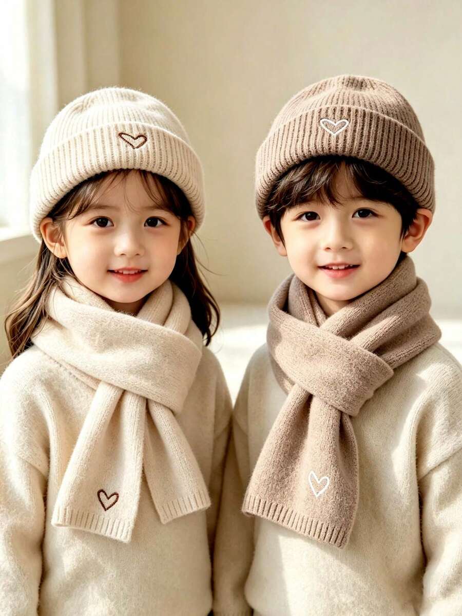 Winter Korean Style Knitted Beanie, Baby Hooded Hat, Unisex Kids Warm Wool Hat - Multicolor - View 1