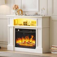 Yitahome 23" White Electric Fireplace – Realistic Flame Heats Up To 30㎡, Programmable Timer & LED Light Strip, Modern Slim Design For Cozy Home Decor - White - View 1