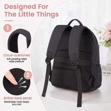 Quilted Multi-Pocket Backpack With Large Side Water Bottle Pockets For School Travel Daily Use - Black - View 6