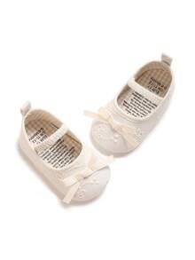Spring/Autumn 0-1 Year Old Infant Girl Flat Shoes, Comfortable Soft Princess Shoes - White - View 3