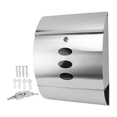 Focket Buzón de Montaje en Pared, Buzón de Bloqueo de  de Gran Capacidad para Exterior, Buzón de Correo de Metal Inoxidable de Acero Inoxidable con Cerradura de Llave Plateado