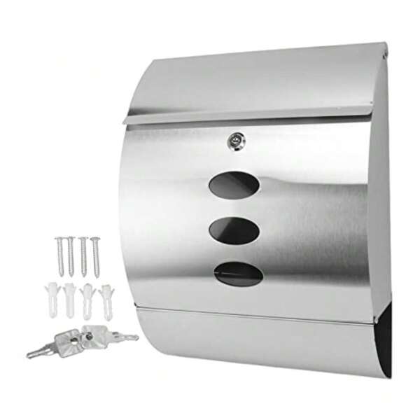 Focket Buzón de Montaje en Pared, Buzón de Bloqueo de  de Gran Capacidad para Exterior, Buzón de Correo de Metal Inoxidable de Acero Inoxidable con Cerradura de Llave Plateado