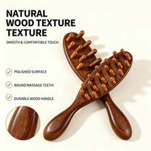 2Pcs Wooden Massage Comb Set, 5 Claw Scalp Massager And Round Teeth Head Massage Brush, Natural Wood Hair Scratcher For Head Neck Shoulder Daily Relax - Brown - View 4