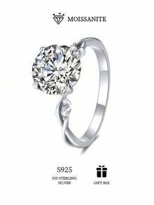 925 Sterling Silver Tree Branch Moissanite Ring For Women - 2CT 8mm Round Cut Moissanite Wedding Engagement Ring - Fashion Vintage Minimalist Tree Branch Design - Suitable For Daily, Party, Wedding Occasions - Gift For Girlfriend, Wife - Includes Moissanite Certificate + Gift Box - 2CT-(8mm) Moissanite-white Gold - View 3
