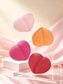 MAANGE 4pcs Professional Makeup Puff And Sponge Set, Heart-Shaped Makeup Sponge, Dual-Use Wet And Dry Makeup Tools, Multi-Color, Reusable, Washable, Makeup Sponge/Foundation Sponge, Suitable For Powder, Liquid, Facial Makeup Tools, Specifically For Contour, Eye And Eye Corner Areas, Suitable For Room, Bathroom, Vanity And Workstation, Convenient For Daily Makeup Use, Christmas Gift, Travel Items, Makeup Sponge, Makeup Puff, Beautiful Sponge, Makeup Tools, Beauty Tools, Suitable For Women And Girls Gifts - Multicolor - View 2