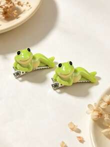 2pcs Cute Cartoon Frog Hair Clips, Funny Hair Accessories, Suitable For Daily Use, Gift Choice - Multicolor - View 5