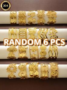 VceTd Random 12/8/3PCS Multiple Styles Stainless Steel Women's Bracelets Suitable For Daily Wear/Commute/Vacation - Yellow Gold - View 2