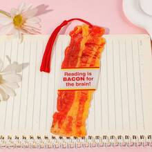 2D Flat Bacon Shaped Bookmark, Printed With Pun "Reading Is Bacon" - Made Of Acrylic Material, Suitable For Book Lovers And Libraries, Bacon Themed Gift, Dedicated To Food And Reading Enthusiasts. - Multicolor - View 1