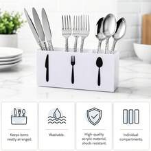 Kitchen Utensil Holder,Cutlery Organizer Containers,Black Cooking Utensil Storage Box For Countertop,Plastic Organizer With 3 Compartments,For Spoons ForksTool Storage,Kitchen Decor And Accessories - View 2