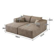 180*151cm, Sofá de pana cómodo, sofá tapizado moderno y minimalista, sofá chaise longue de esponja para sala de estar, sofá moderno sin estructura, sofá cama, negro - Chaiselongue-Camel - Ver 6