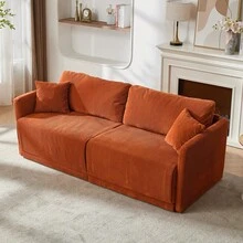 Sofá de Tela Moderno y Minimalista con Función Convertible Multifuncional - Cómodo Sofá Cama para Salas de Estar, Oficinas y Estudios, Sofá Doble Plegable para Apartamentos Pequeños - Naranja + Tapizado + Tapizado + 2 asientos - Ver 7