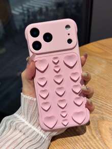 1pc Pink Frameless Phone Case With Heart-Shaped Strong Silicone Suction Cup, Compatible With 17/17 Pro/17 Pro Max/16/16 Pro/16 Pro Max/15/15 Pro/15 Pro Max/14/14 Pro/14 Pro Max/13/13 Pro/13 Pro Max, Soft Touch Silicone Suction Cup Phone Shell - Pink - View 7