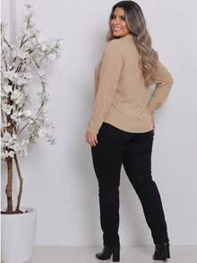 Plus Size Blouses - 深米色 - 查看 3